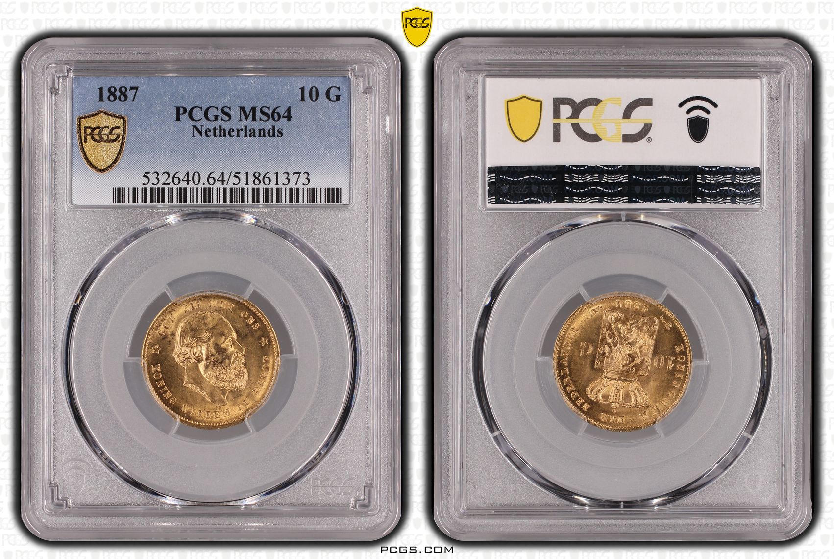 10 gulden 1887 MS64 PCGS 10 gulden 1887 MS64 PCGS