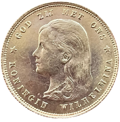 Gouden tientje 1897 parels vast