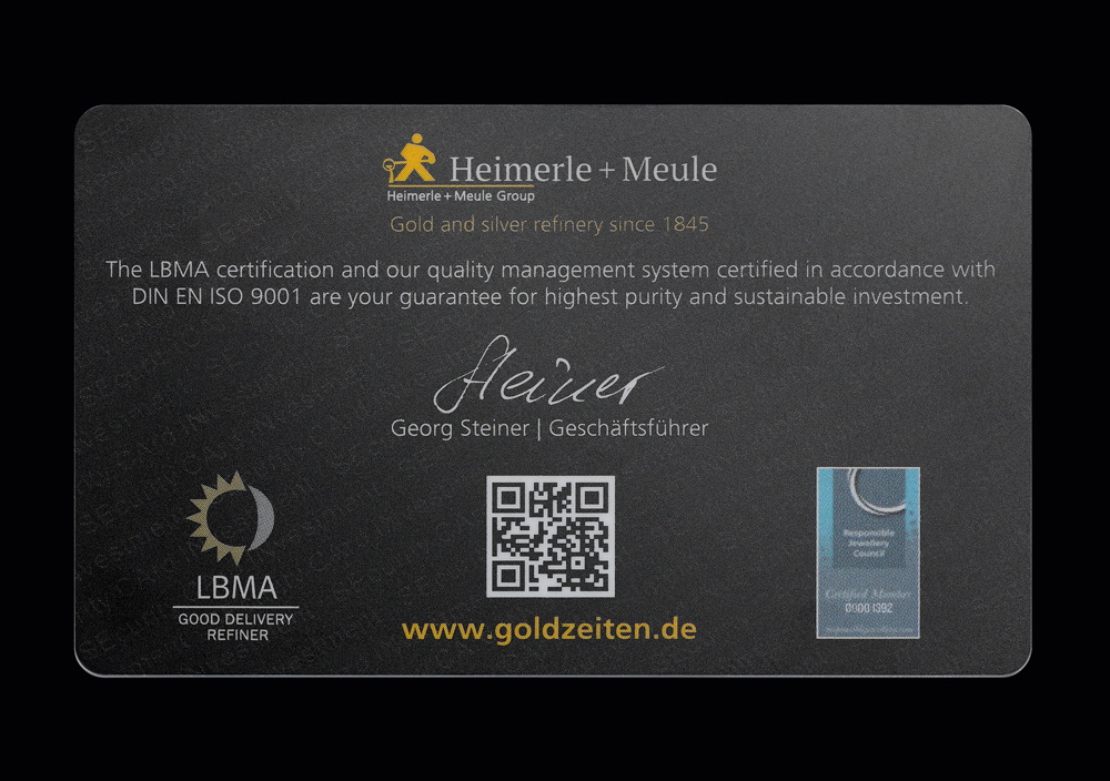 Half Gram Heimerle & Meule SecainCard Goud-back