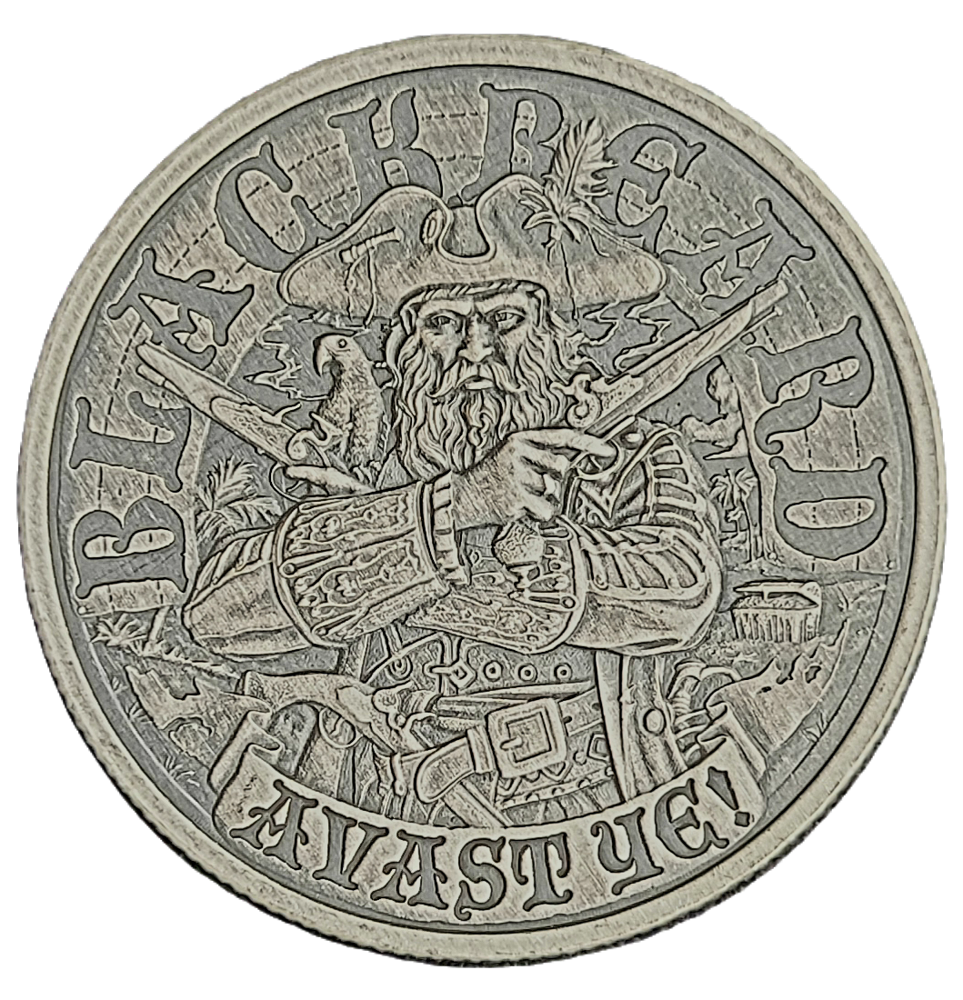 Mason Mint - Blackbeard - 1 oz Zilveren Round - Antique Finish-back