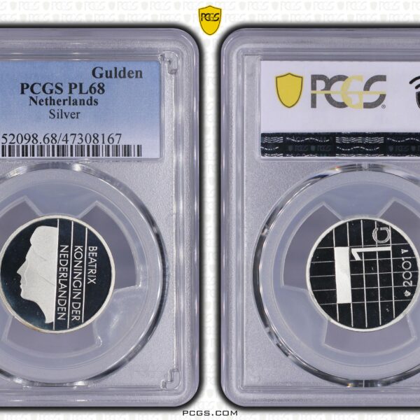 1 zilveren gulden 2001 pcgs pl68