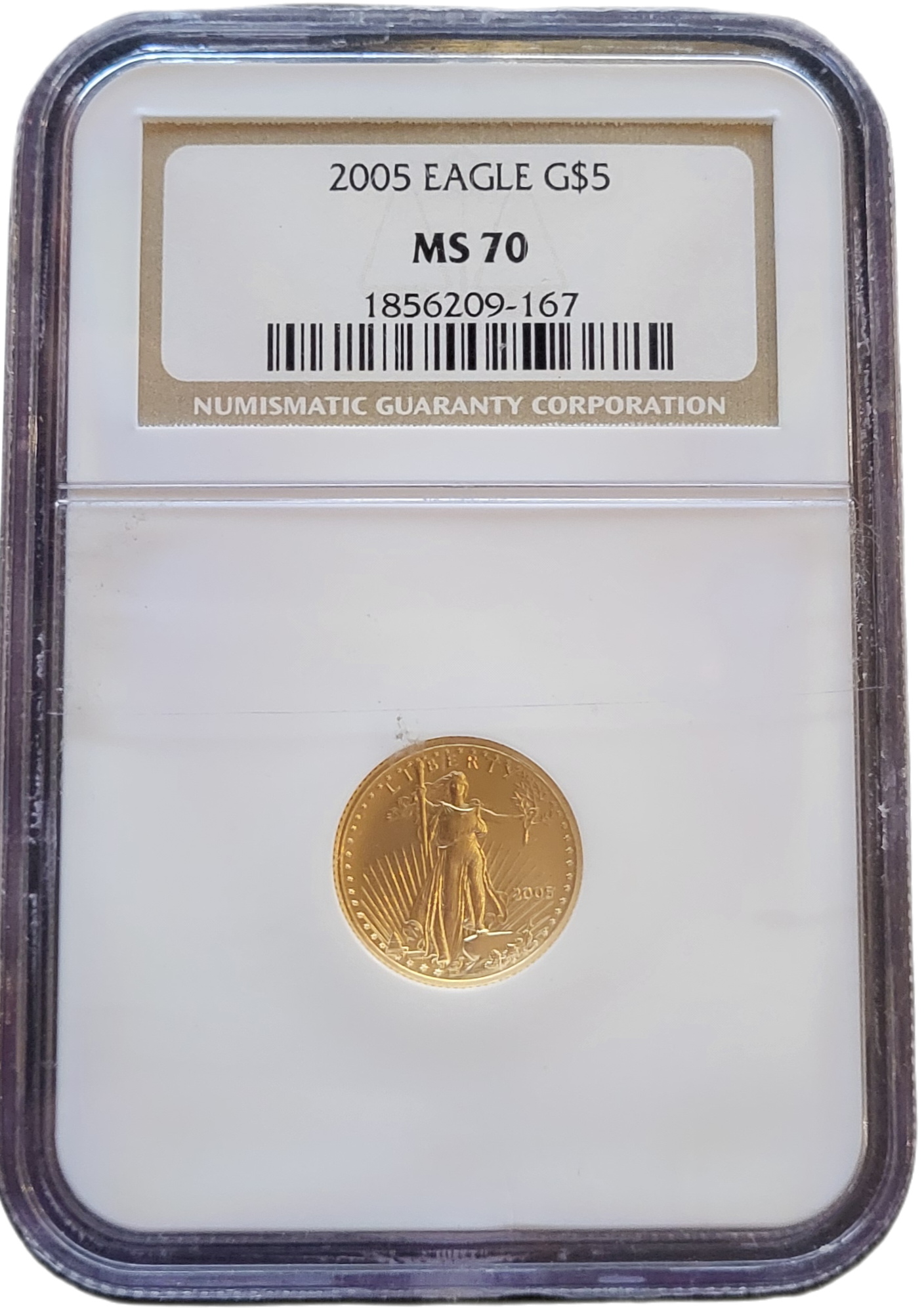 AE 1.10 oz 2005 ngc ms70 -front american eagle 1/10 oz 2005