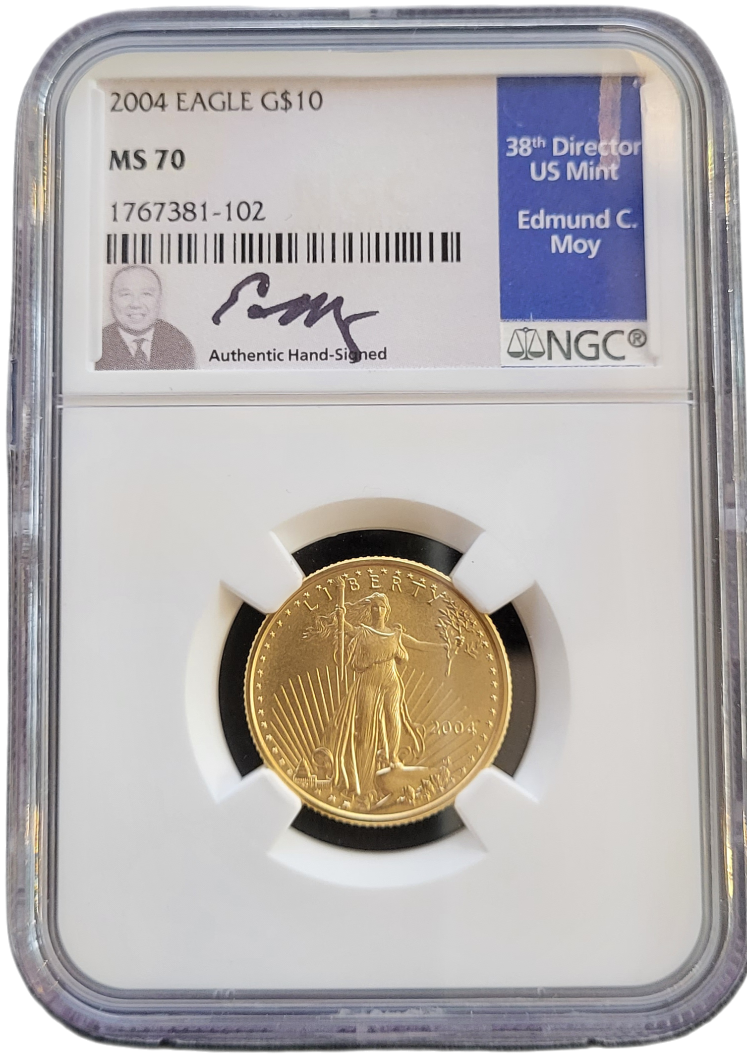 American Eagle 1.4 oz 2004 Edmund C. Moy-front American Eagle 1/4 oz 2004 Edmund C. Moy