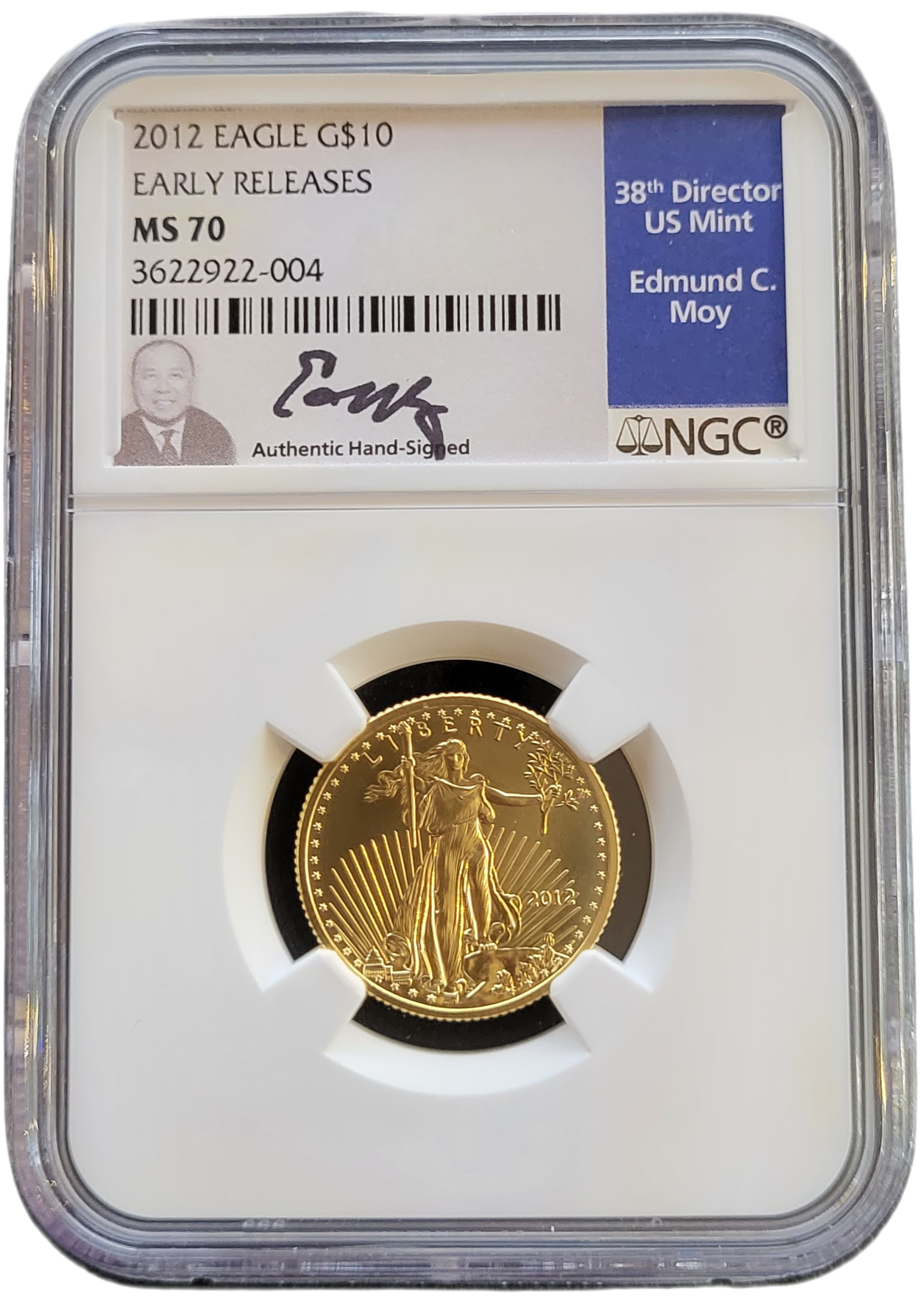 American Eagle 1.4 oz 2012 Edmund C. Moy-front American Eagle 1/4 oz 2012 Edmund C. Moy