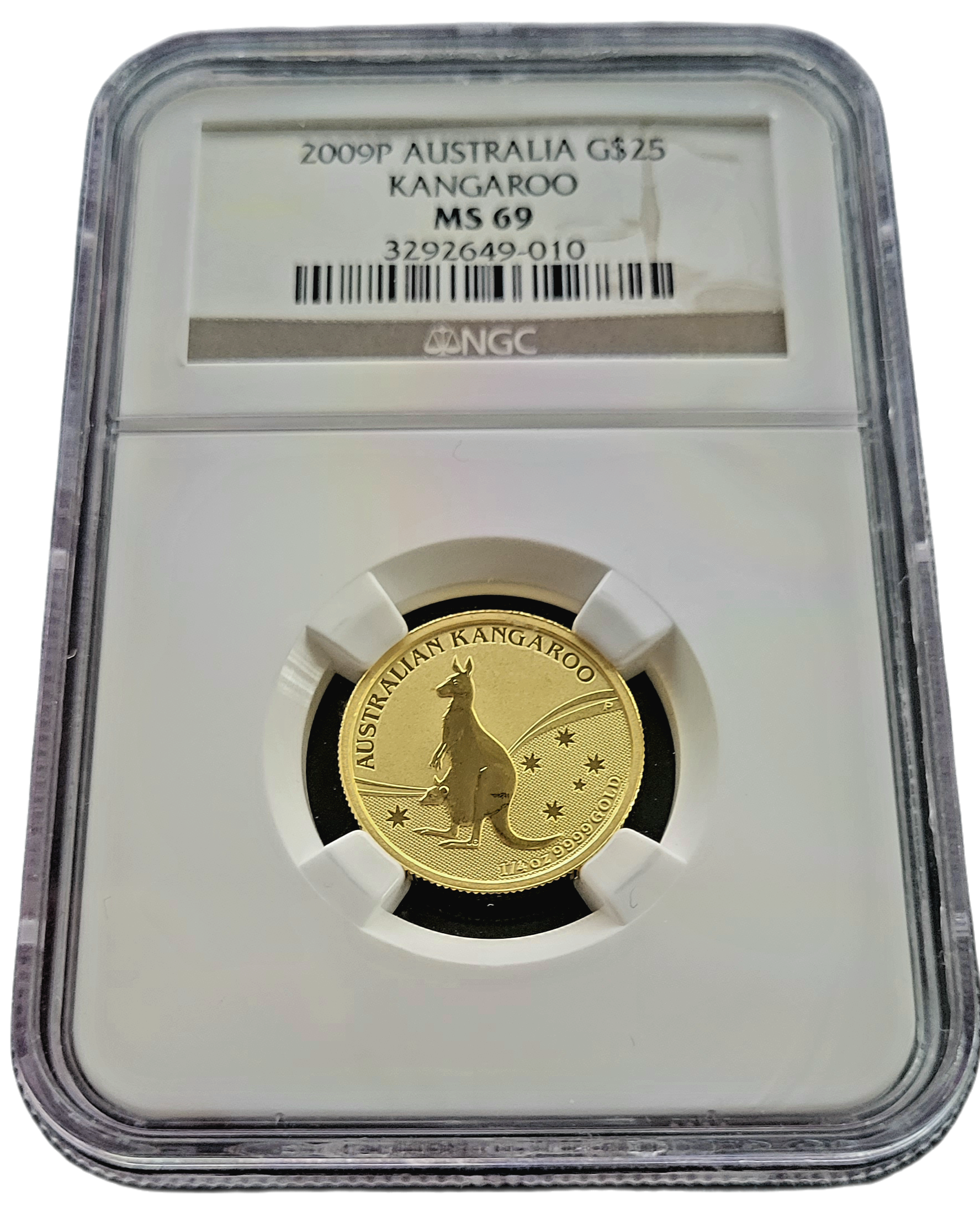 Gouden 1.4 oz 2009 Kangaroo MS69 NGC-front Gouden 1/4 oz 2009 Kangaroo MS69