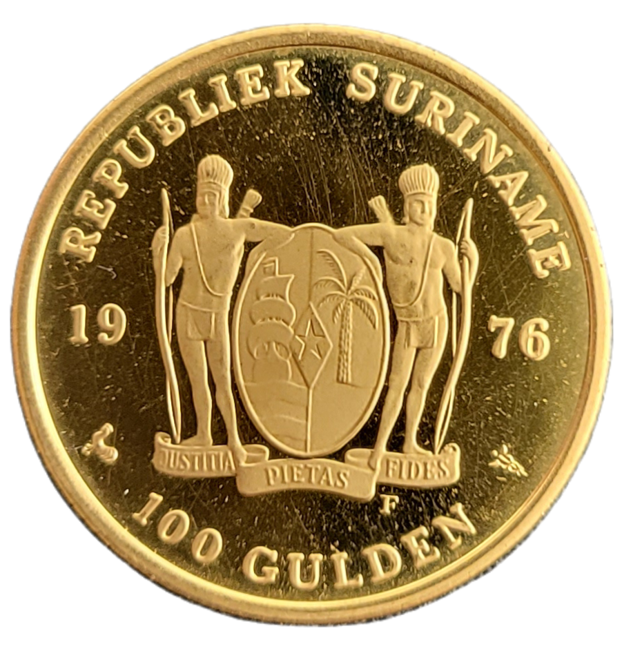 Gouden 100 gulden 1976-back Gouden 100 gulden 1976