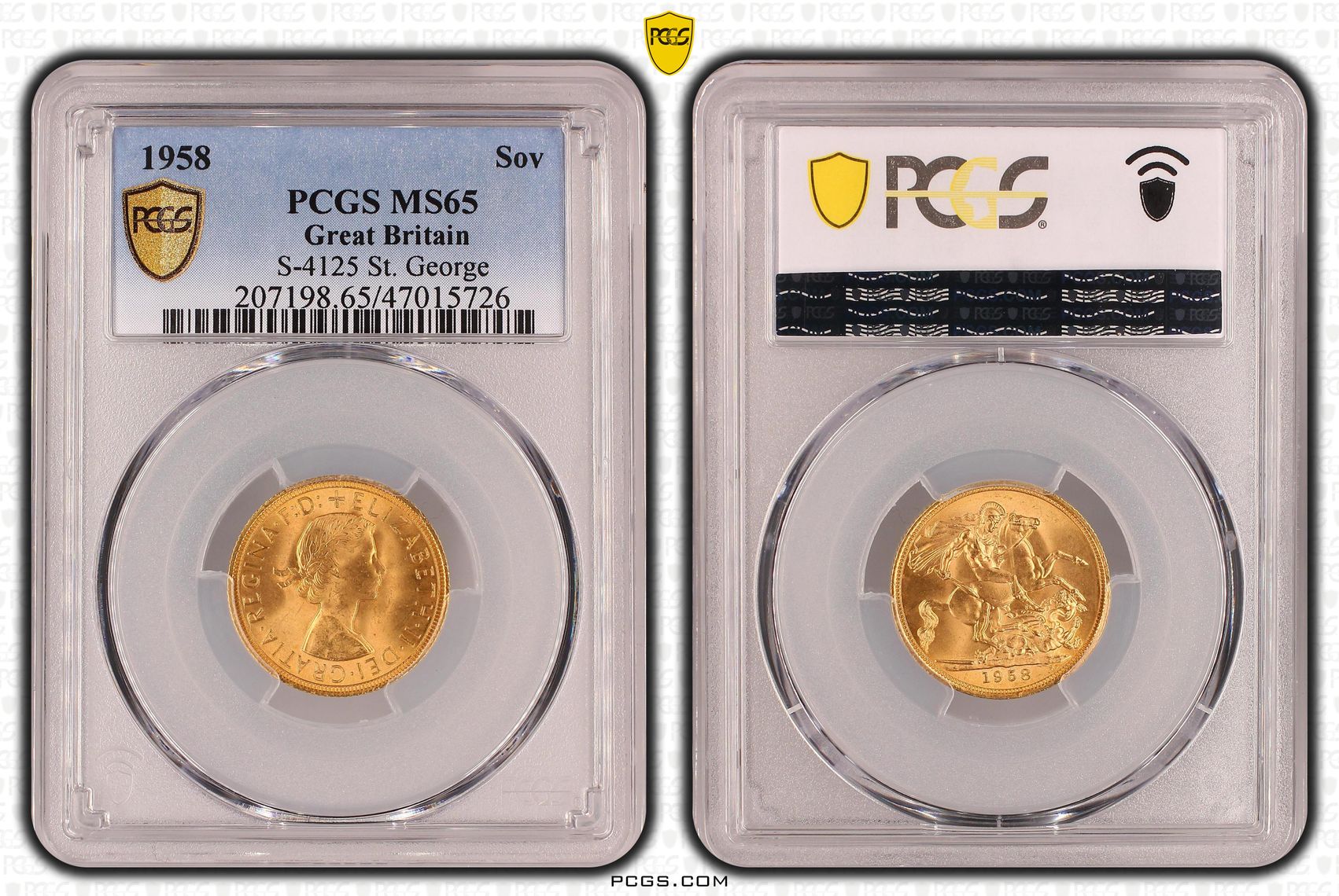 Gouden Sovereign 1958 MS65 PCGS Gouden Sovereign 1958 MS65 PCGS