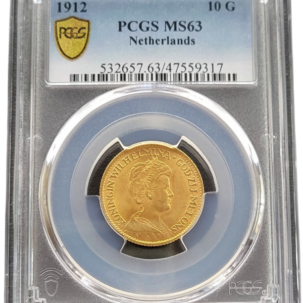 Gouden Wilhelmina 10 gulden 1912 MS63