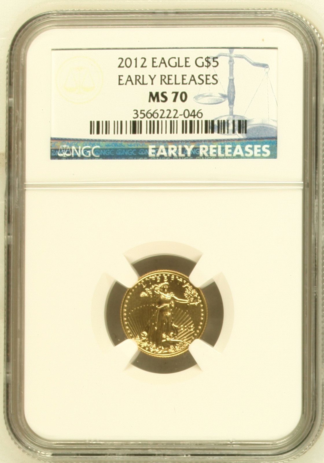 NGC3566222-046_OBV Gouden American Eagle 1/10 oz 2012 NGC MS70