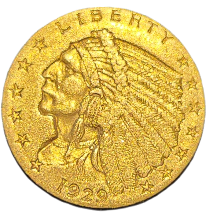 Quarter Eagle 1910 Indian Head-front Quarter Eagle 1929 Indian Head