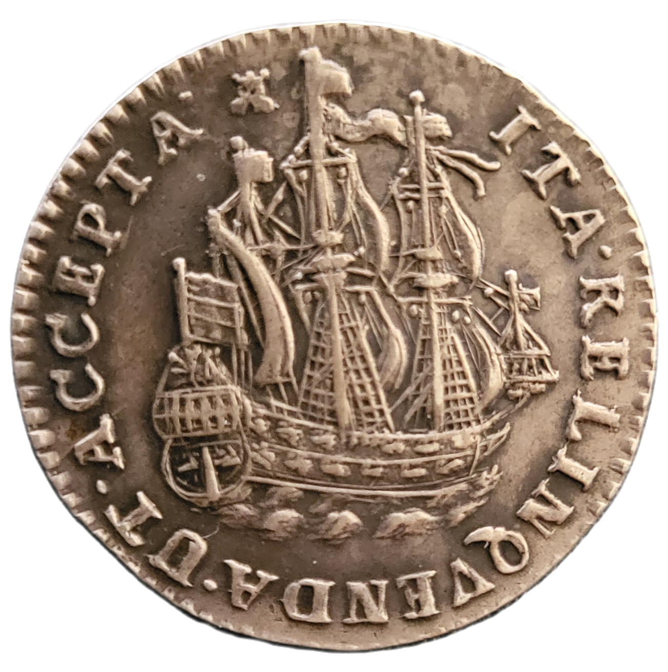 Scheepjesschelling Zeeland 1750 Piedfort -front Scheepjesschelling Zeeland 1750 Piedfort