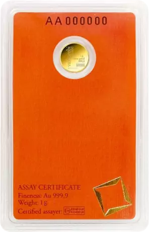 Valcambi 1 Gram goudbaar-back Valcambi 1 Gram goudbaar