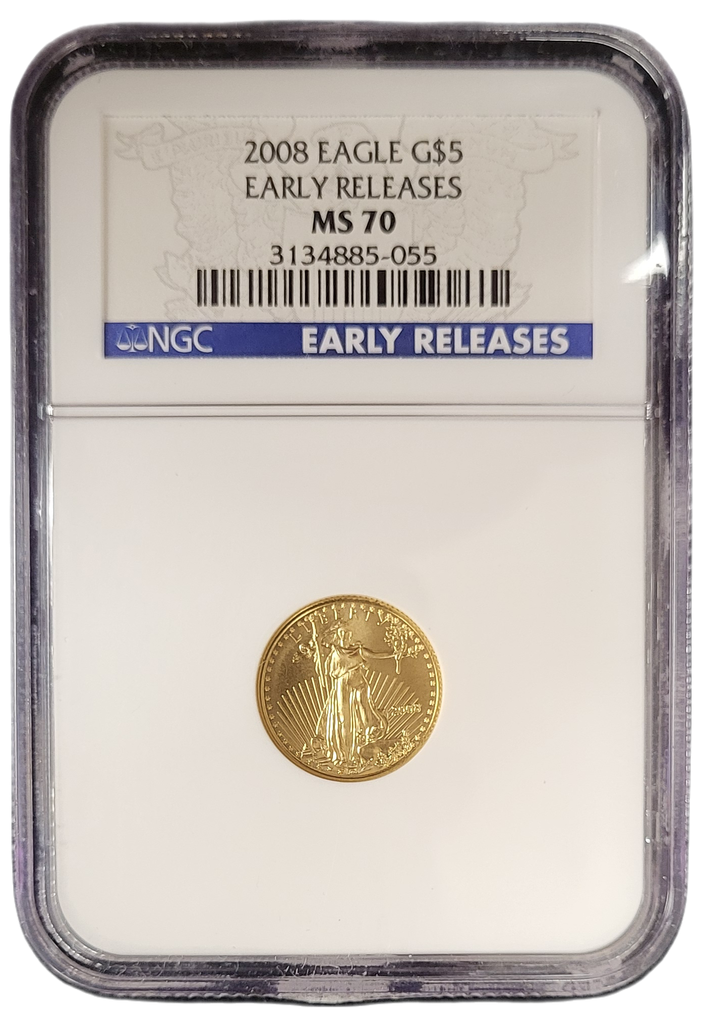 american eagle 1.10 oz 2008 ngc - front american eagle 1/10 oz 2008