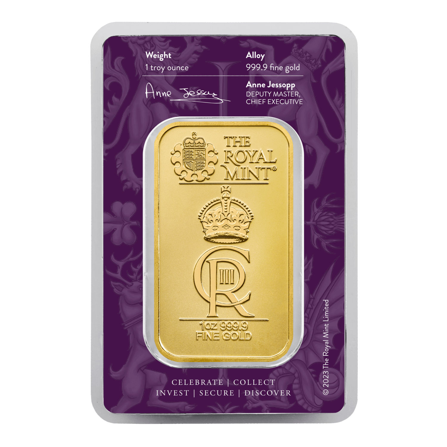 mbbg1z---the-royal-celebration-bar-2023-1oz-gold-bar-obverse-blister-pack-1500x1500-ea404be