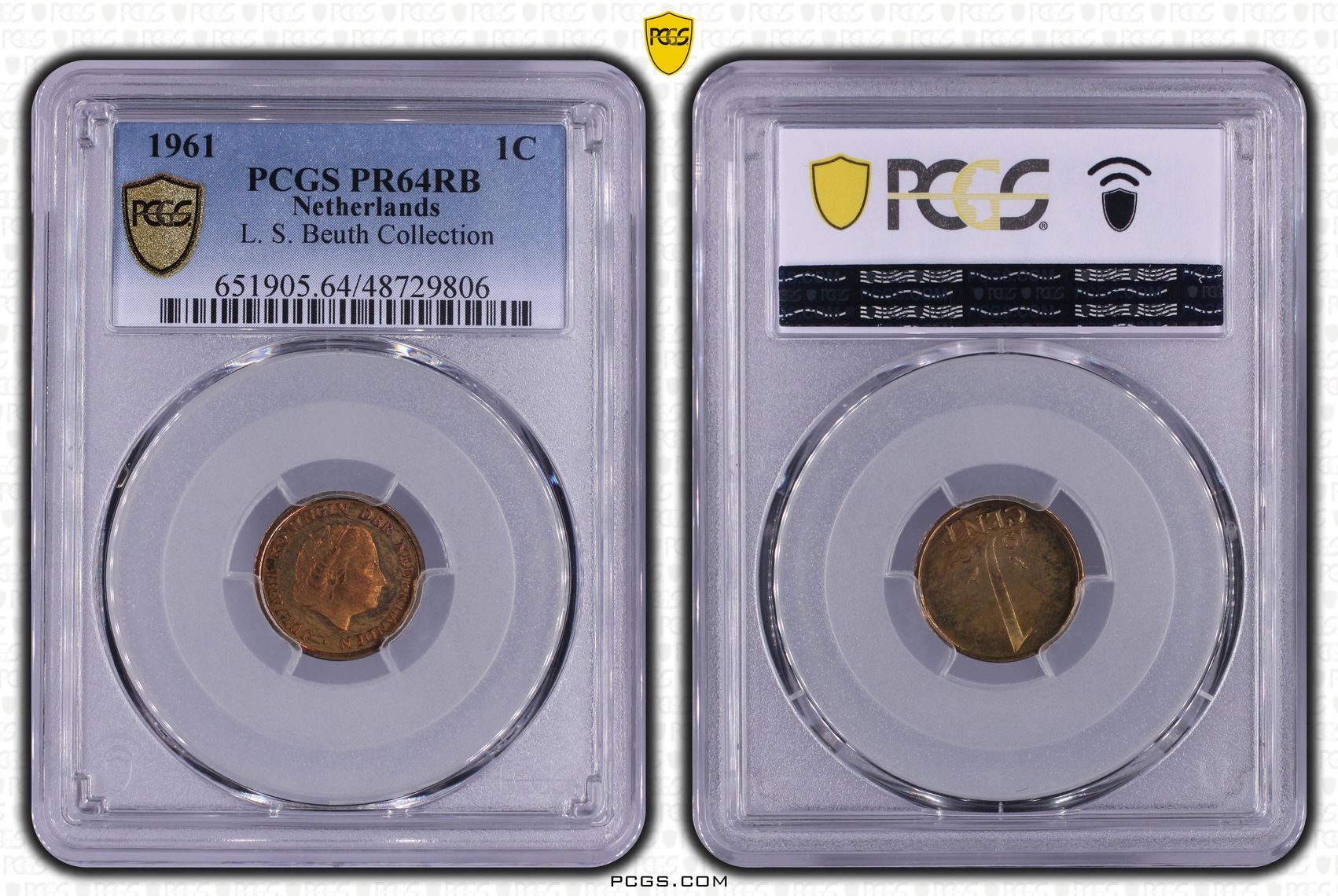 1 cent 1961 proof pr64 rb L.S. Beuth coll. PCGS 1 cent 1961 proof pr64 rb L.S. Beuth coll. PCGS
