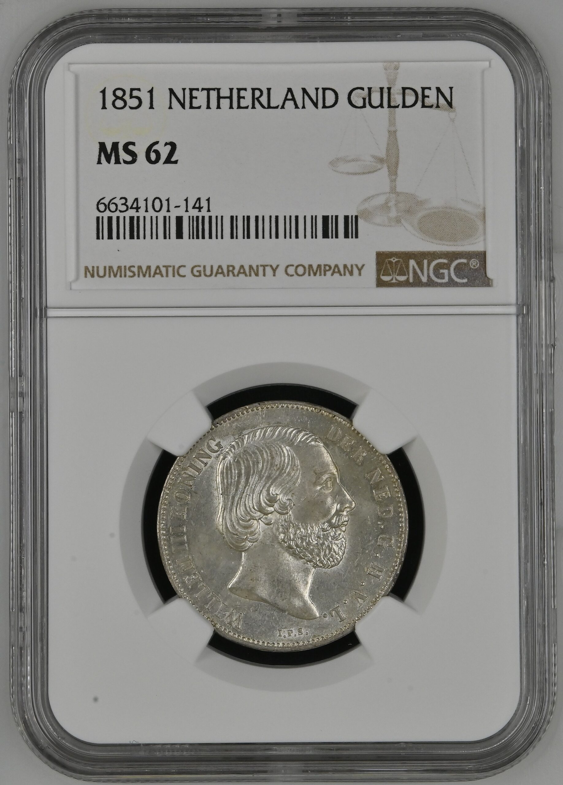 1 gulden 1851 MS62 NGC 1 gulden 1851 MS62 NGC