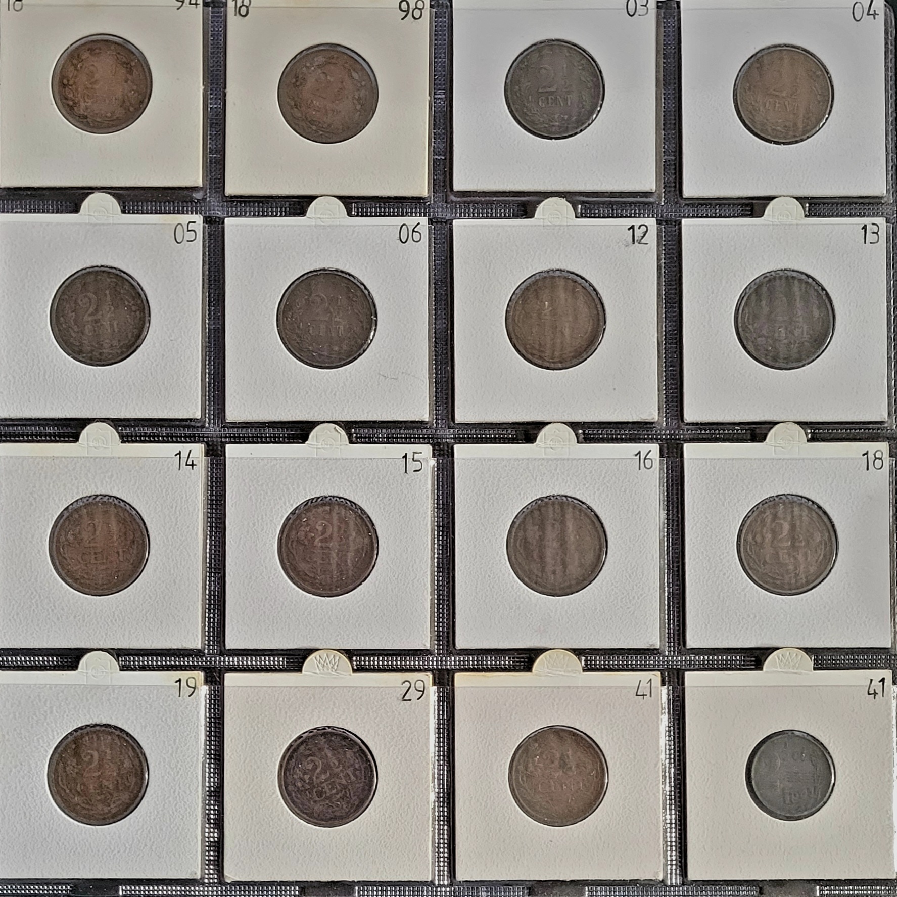 serie 2 1 en halve 2 centen 1894 tot en met 1941 serie 2 1/2 centen 1894 t/m 1941