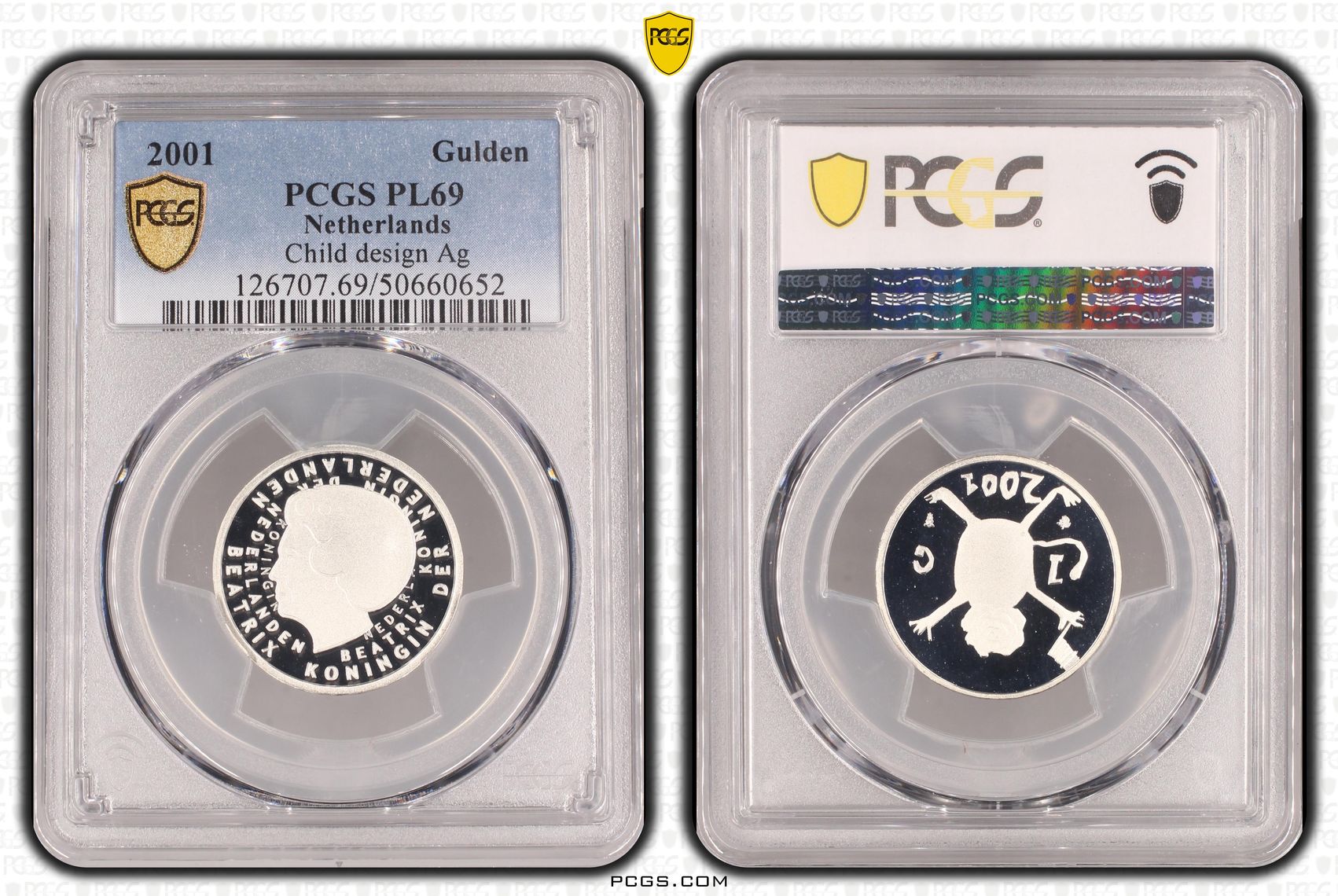 zilveren 1 gulden 2001 Loeki zilveren 1 gulden 2001 Loeki PCGS PL69