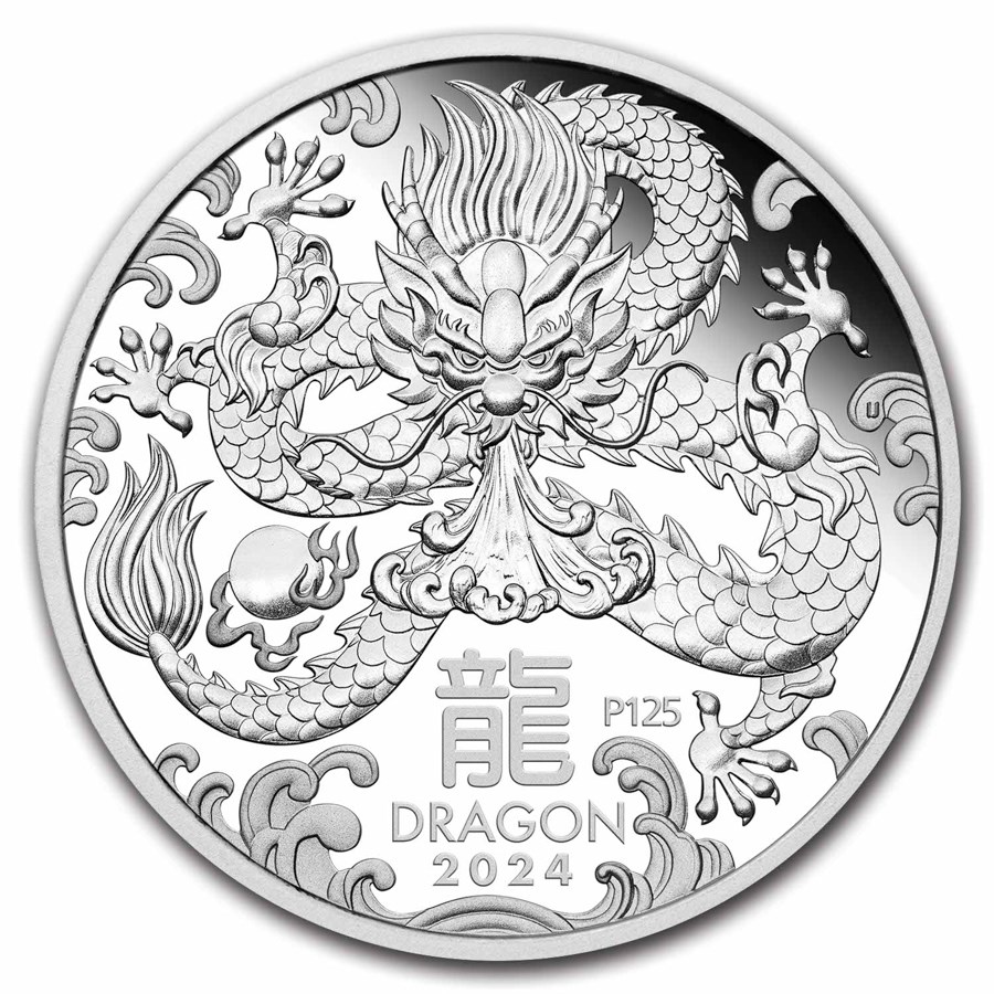 year of the dragon L3 1 oz proof -front year of the dragon