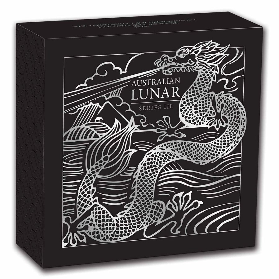 year of the dragon -proof -box 1 oz -coloured year of the dragon