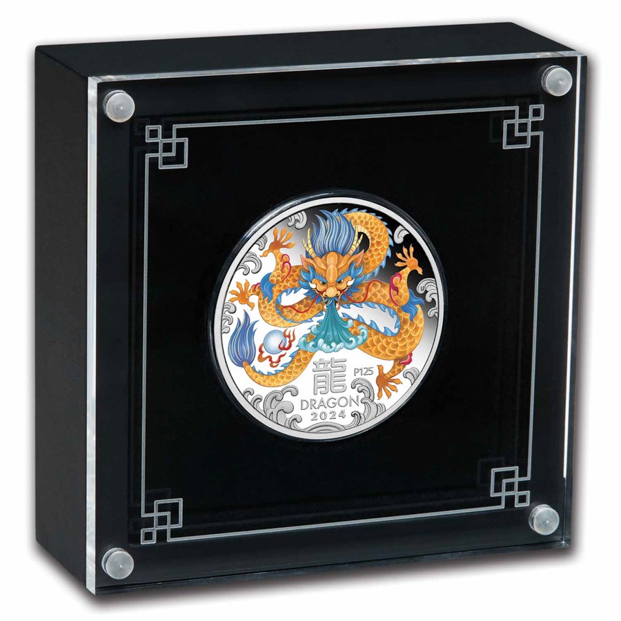 year of the dragon -proof -vieuw 1 oz -coloured