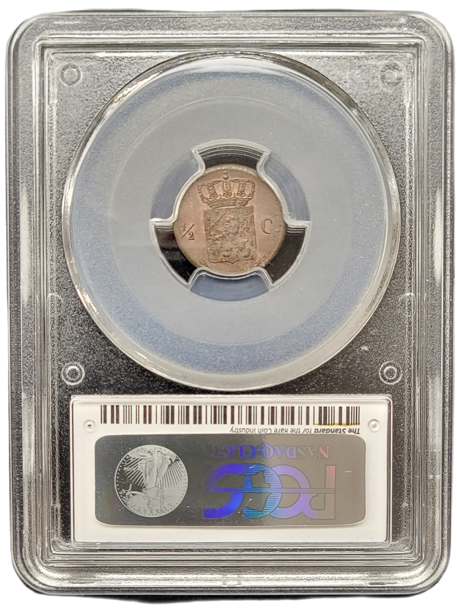 0.5 cent 1822 utrecht pcgs ms62BN -back