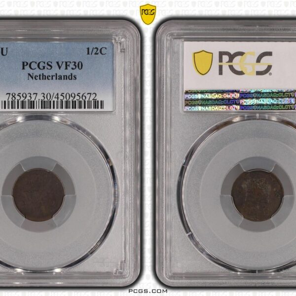 1/2 cent 1824 Utrecht VF30 BN PCGS TOP POP!