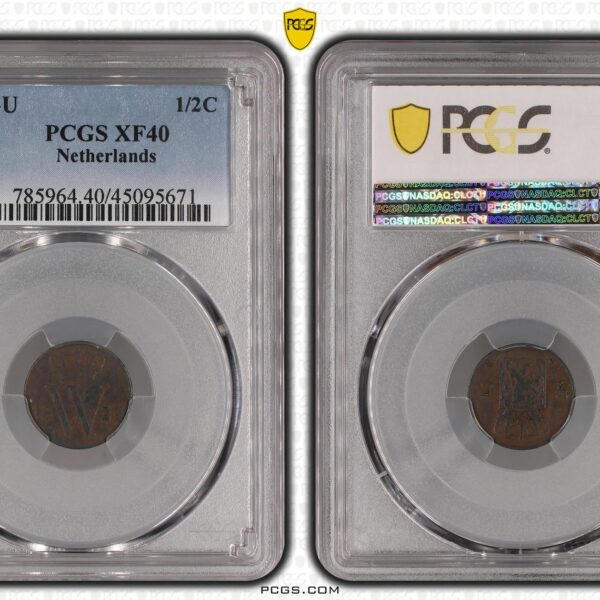 1/2 cent 1829 Utrecht XF40 BN PCGS TOP POP!