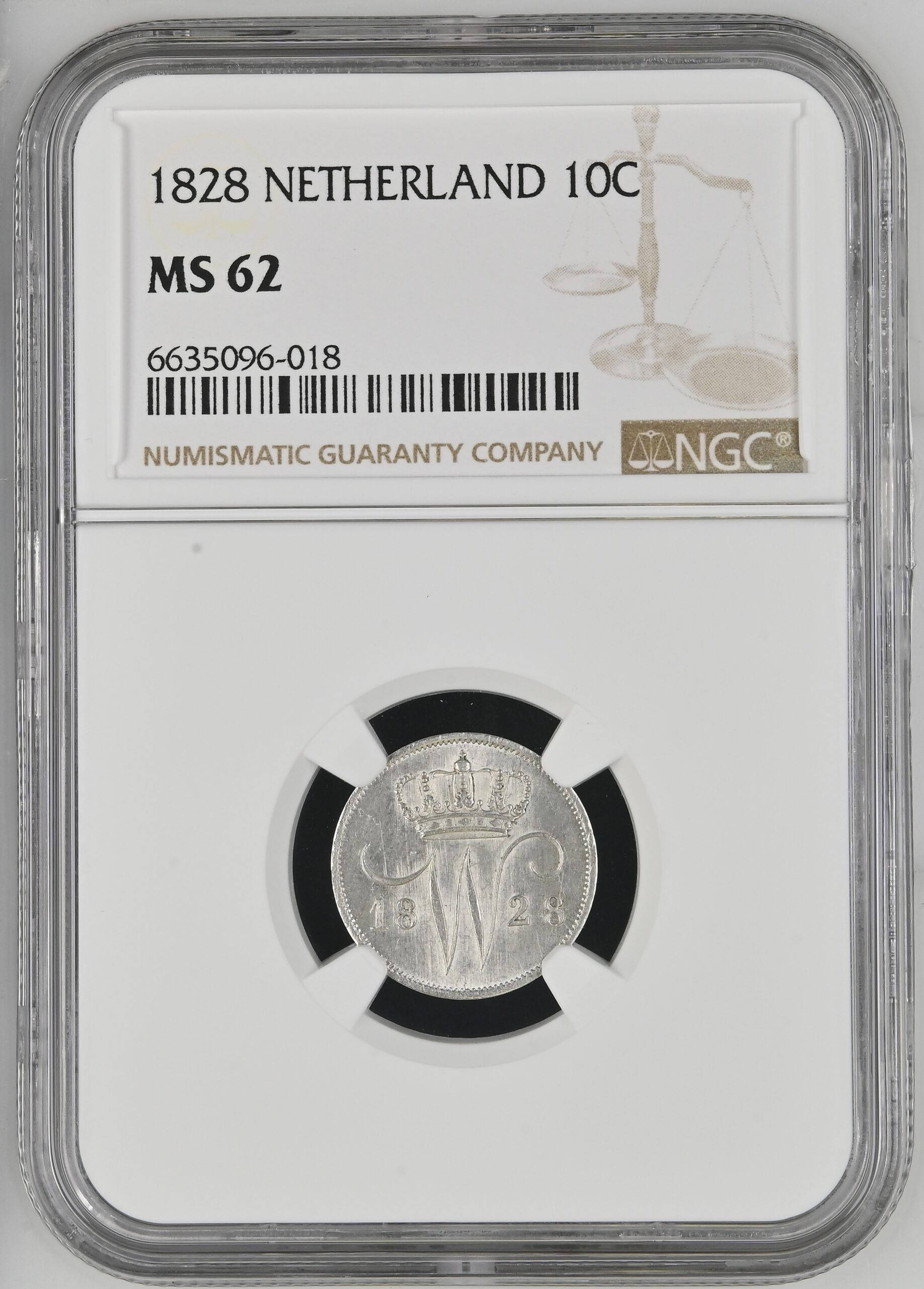 10 cent 1828 Utrecht MS62 NGC 10 cent 1828 Utrecht MS62 NGC