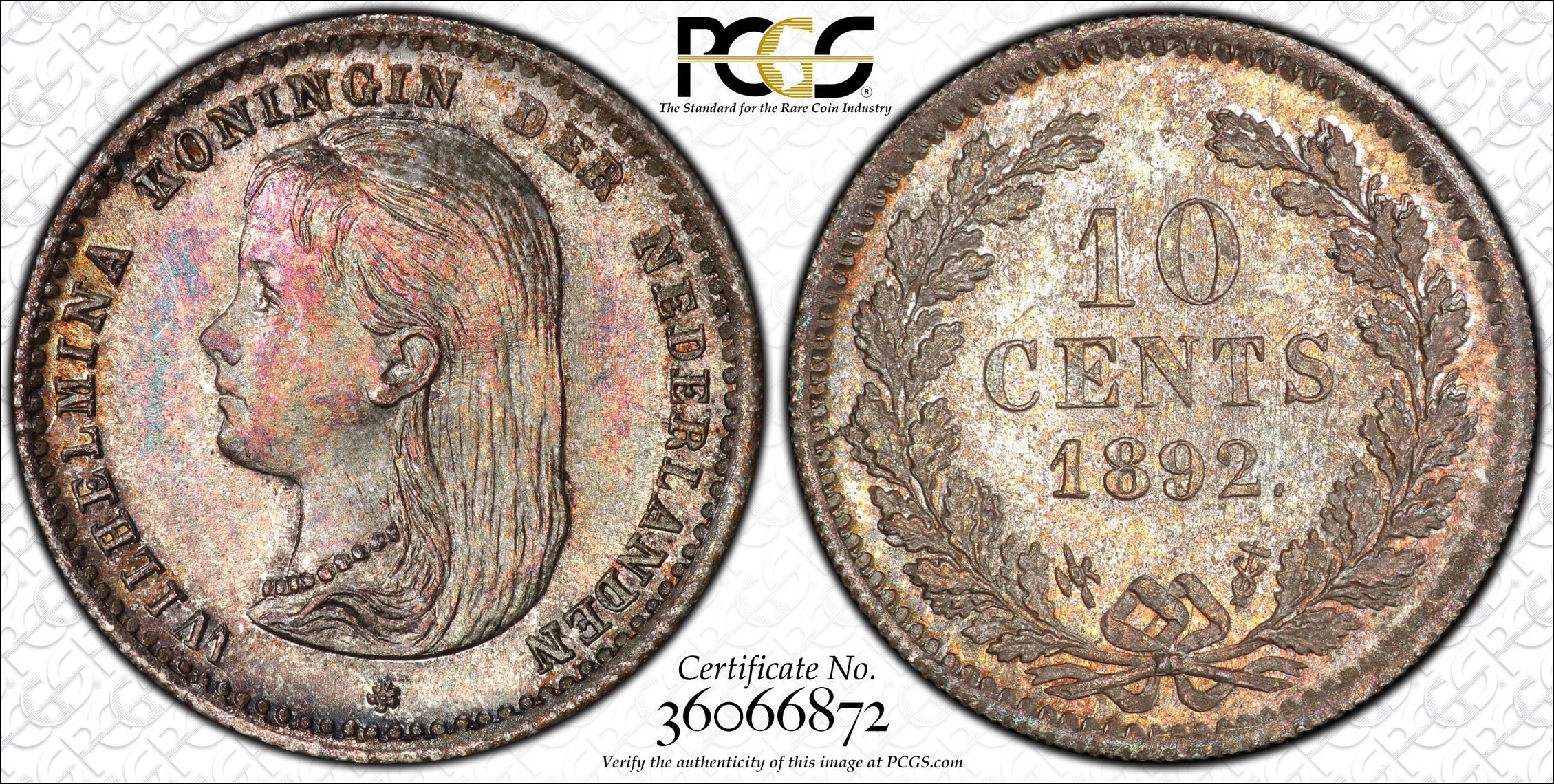 10 cent 1892 MS66 PCGS.1 10 cent 1892 MS66 PCGS
