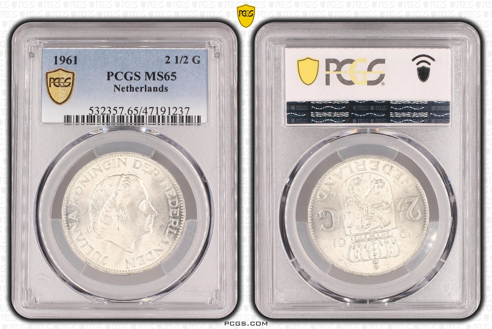 2.5 gulden 1961 MS65 PCGS
