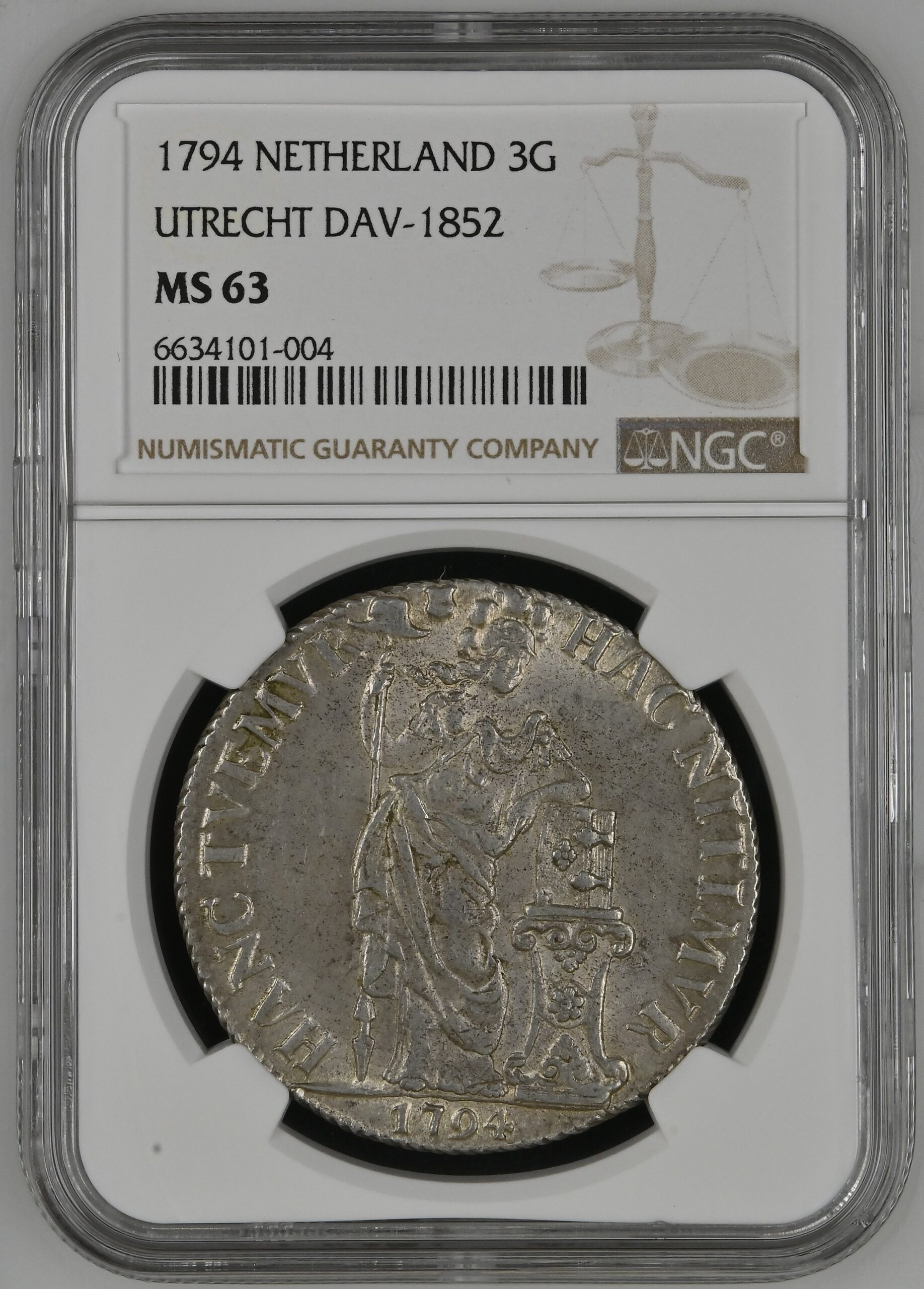 Utrecht 3 gulden 1794 MS63 NGC Utrecht 3 gulden 1794 MS63 NGC