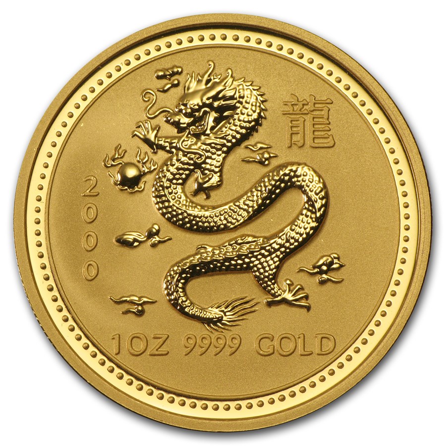 lunar I year of the dragon 1 oz 2000 -front year of the dragon