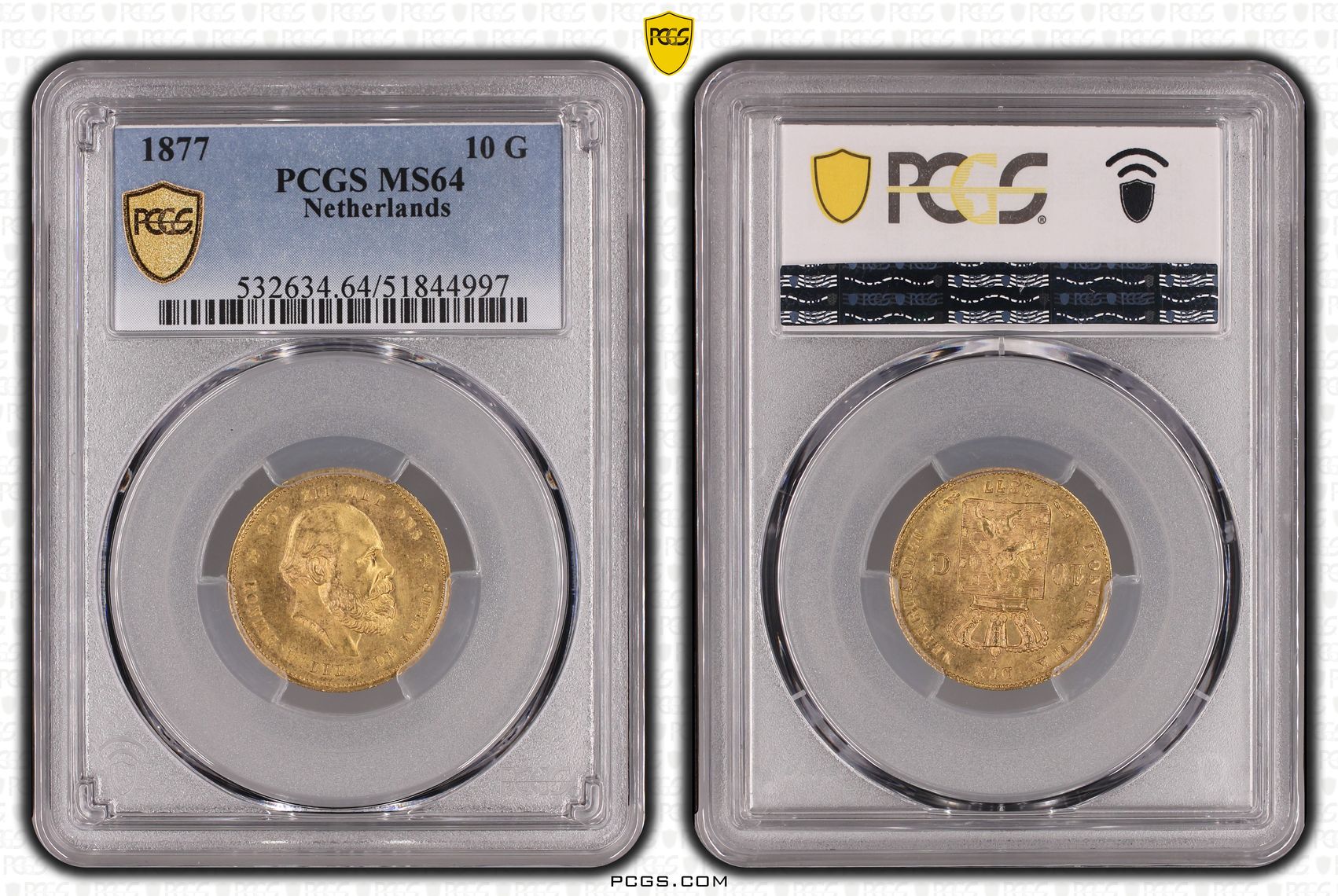 10 gulden 1877 MS64 PCGS 10 gulden 1877 MS64 PCGS
