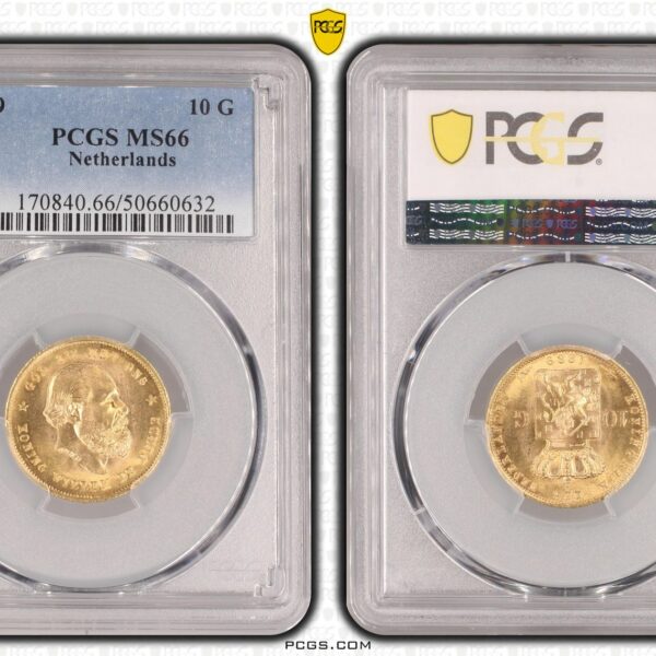 10 gulden 1889 MS66 PCGS