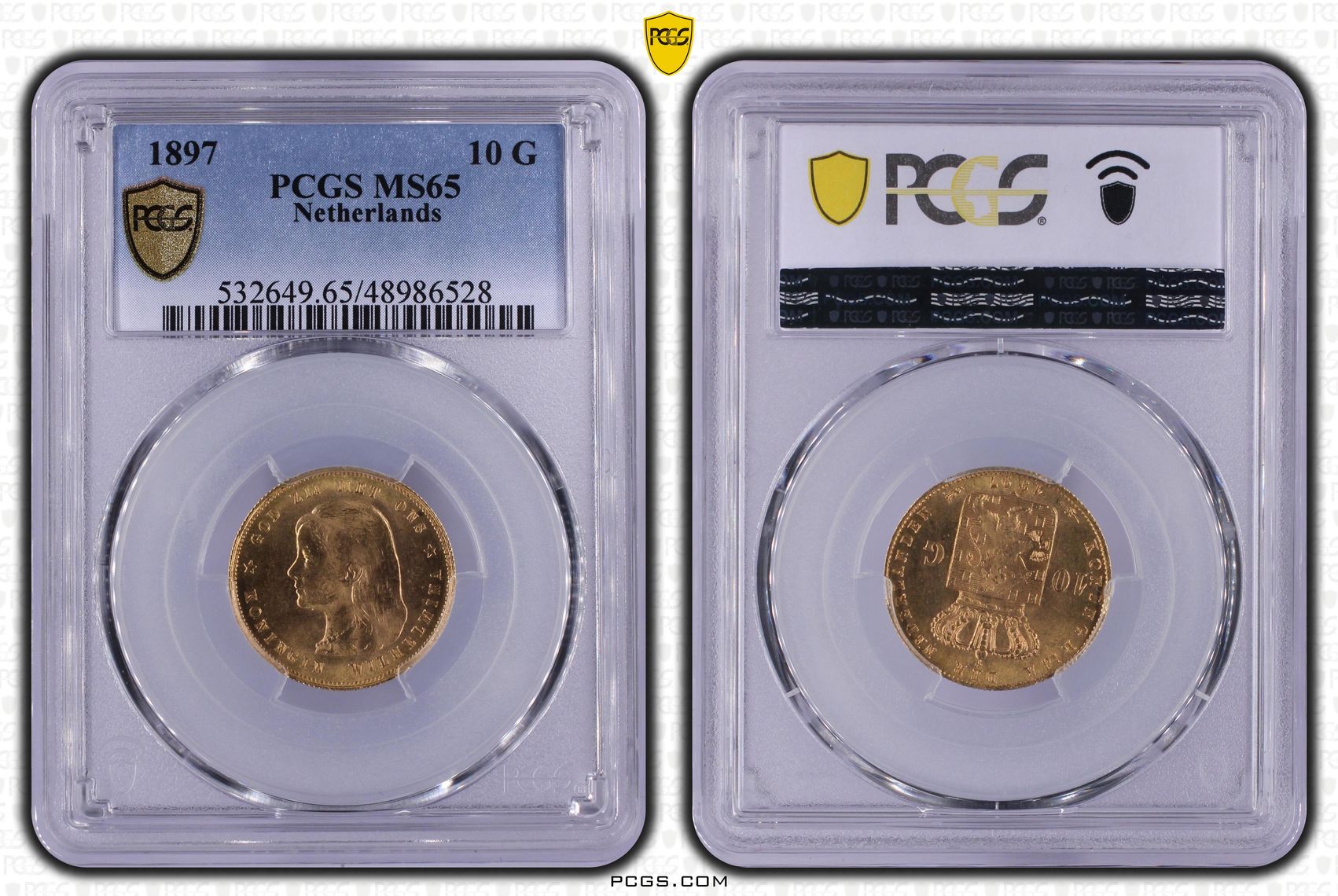 10 gulden 1897 MS65 vaste parels PCGS 10 gulden 1897 MS65 vaste parels PCGS