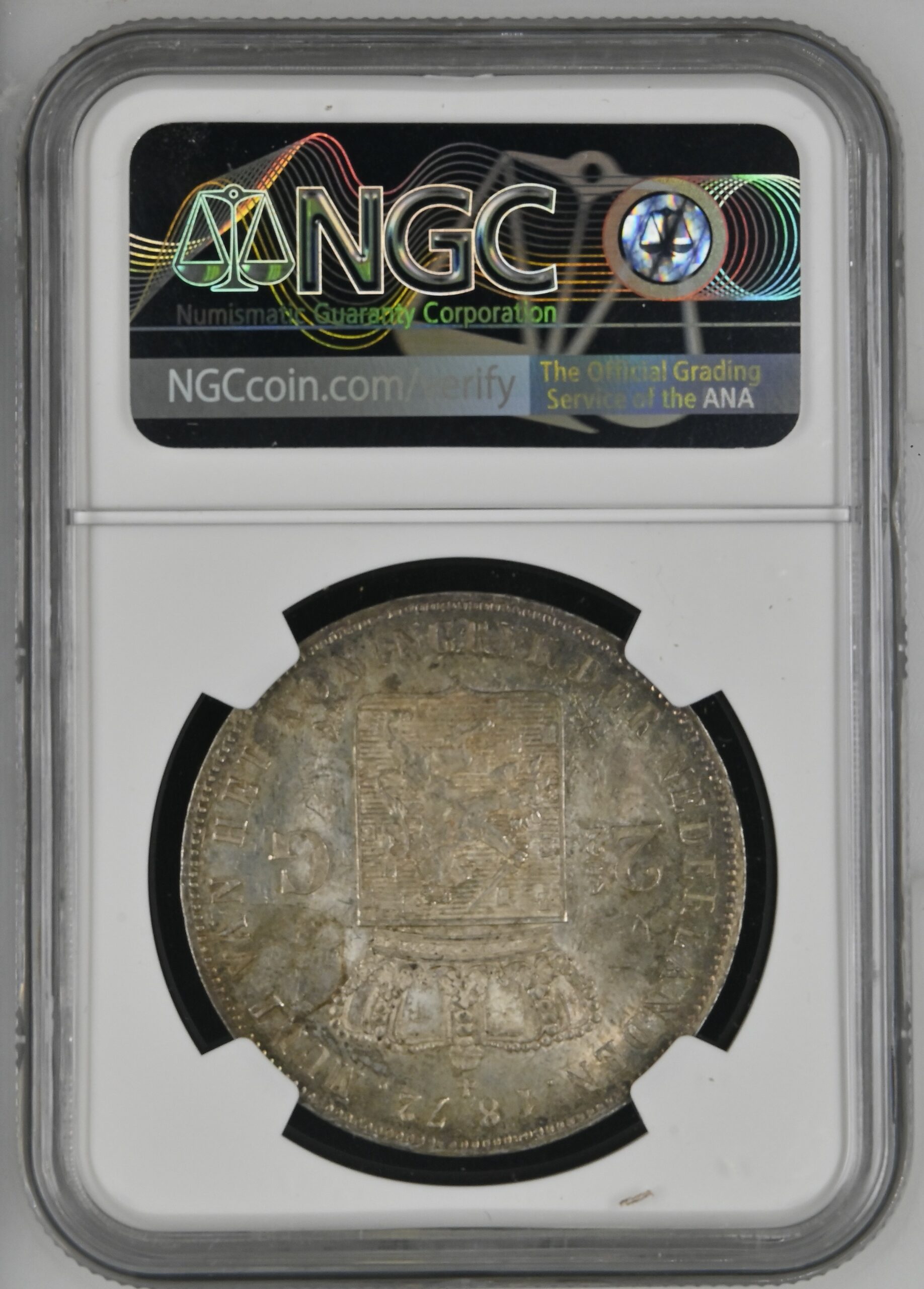 2.5 gulden 1872 ms64plus NGC.1 2 1/2 gulden 1872 MS64+ NGC