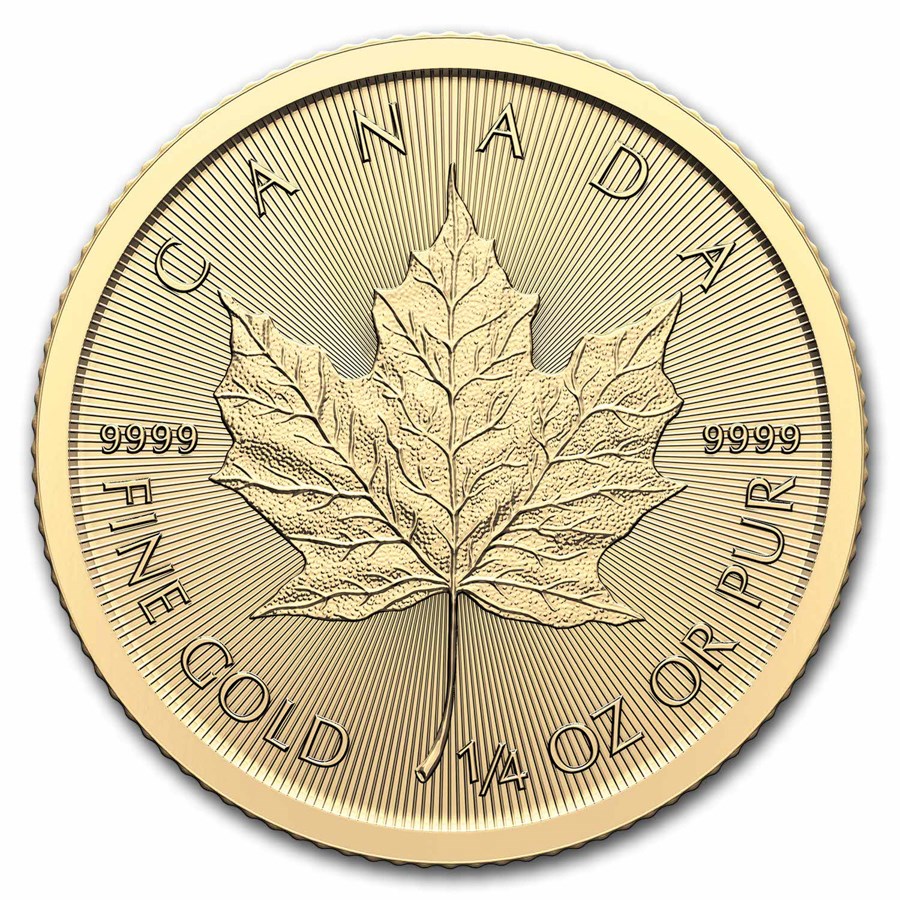 Gouden Canadian Maple Leaf 0.25 oz 2024 front 101munten Gouden Canadian Maple Leaf 1/4 oz 2024