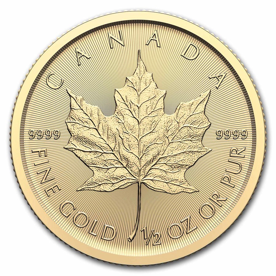 Gouden Canadian Maple Leaf 0.5 oz 2024 front 101munten Gouden Canadian Maple Leaf 1/2 oz 2024