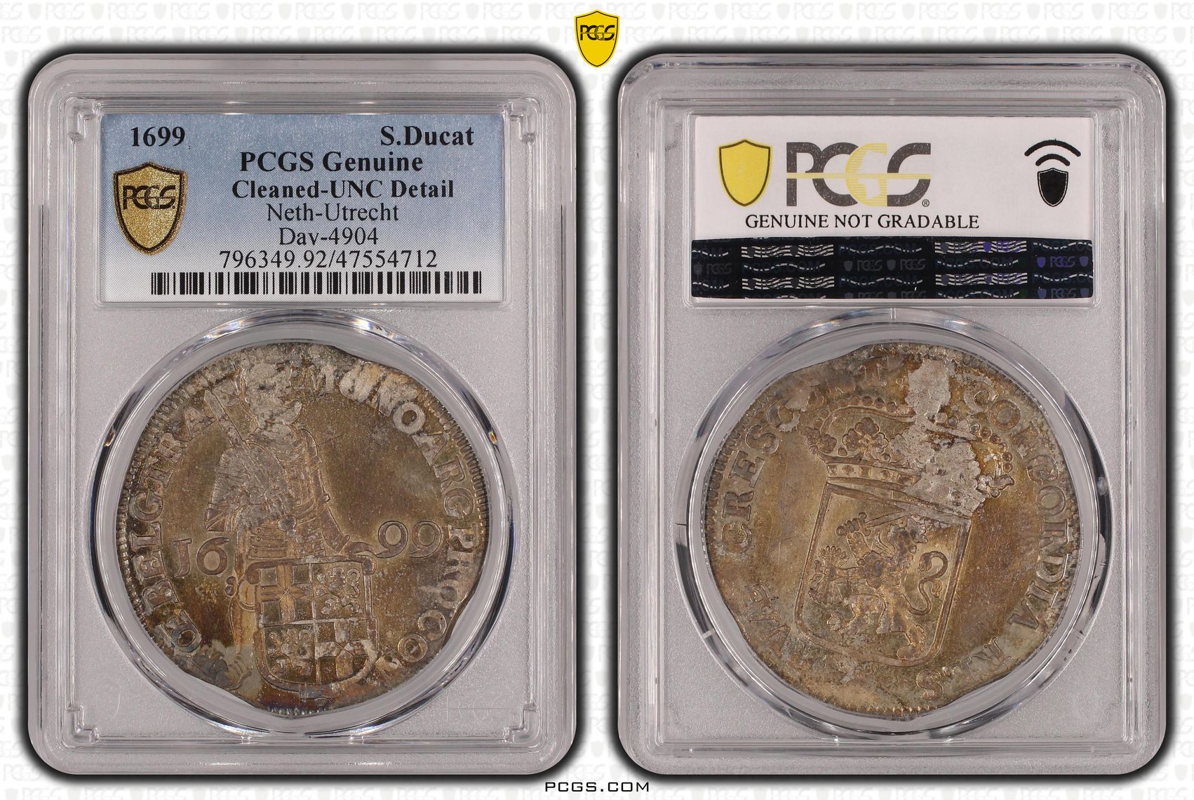 Utrecht Zilveren Dukaat 1699 unc details.1 Utrecht Zilveren Dukaat 1699 unc details