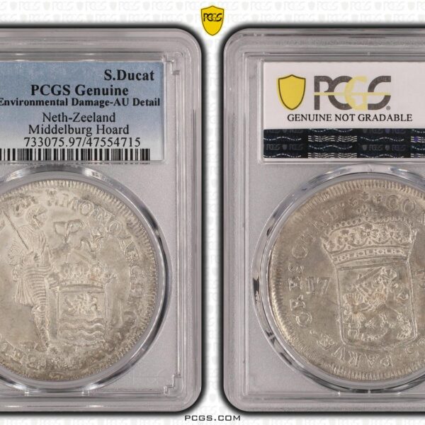 Zeeland Zilveren Dukaat 1735 Midderlburg hoard PCGS AU details