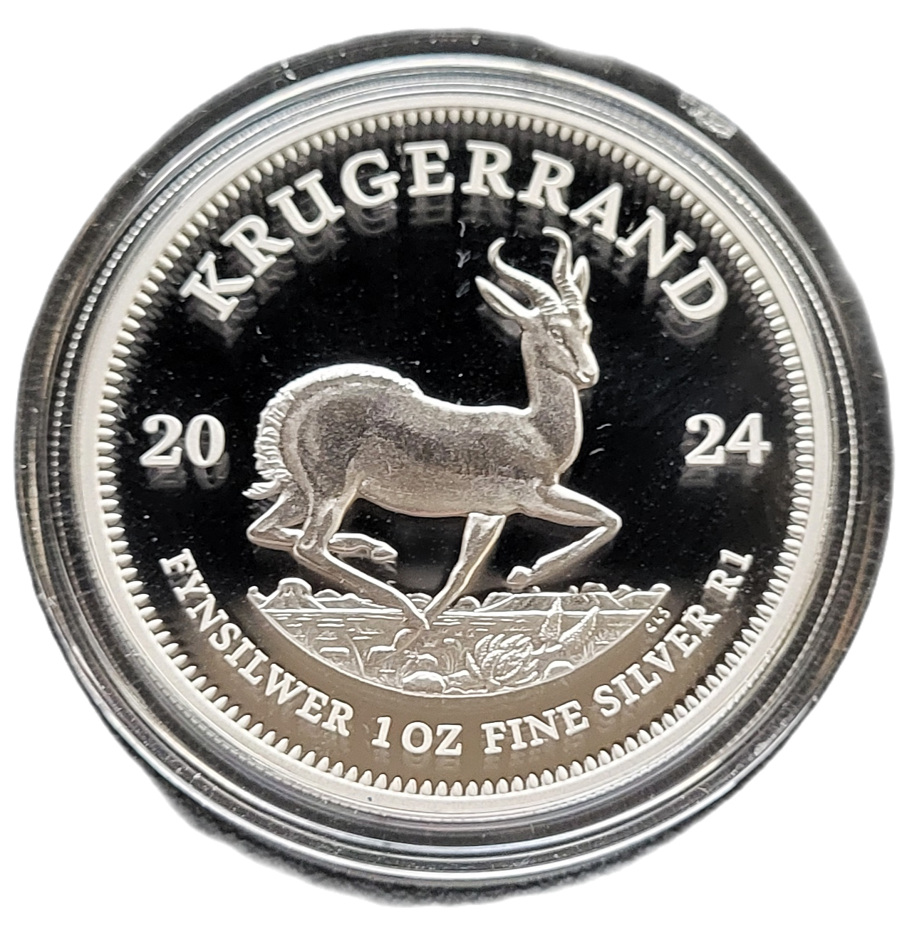 zilvern krugerrand 1 oz 2024 proof -front zilveren krugerrand 1 oz 2024 proof