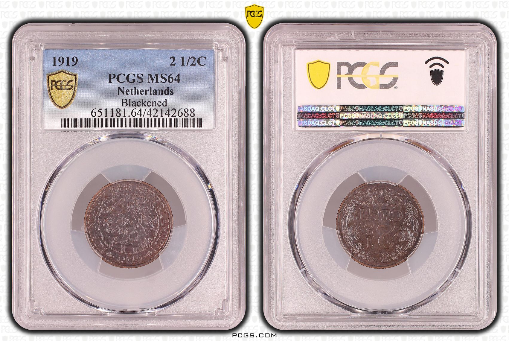 2.5 cent 1919 MS64 blackened PCGS 2 1/2 cent 1919 MS64 blackened PCGS