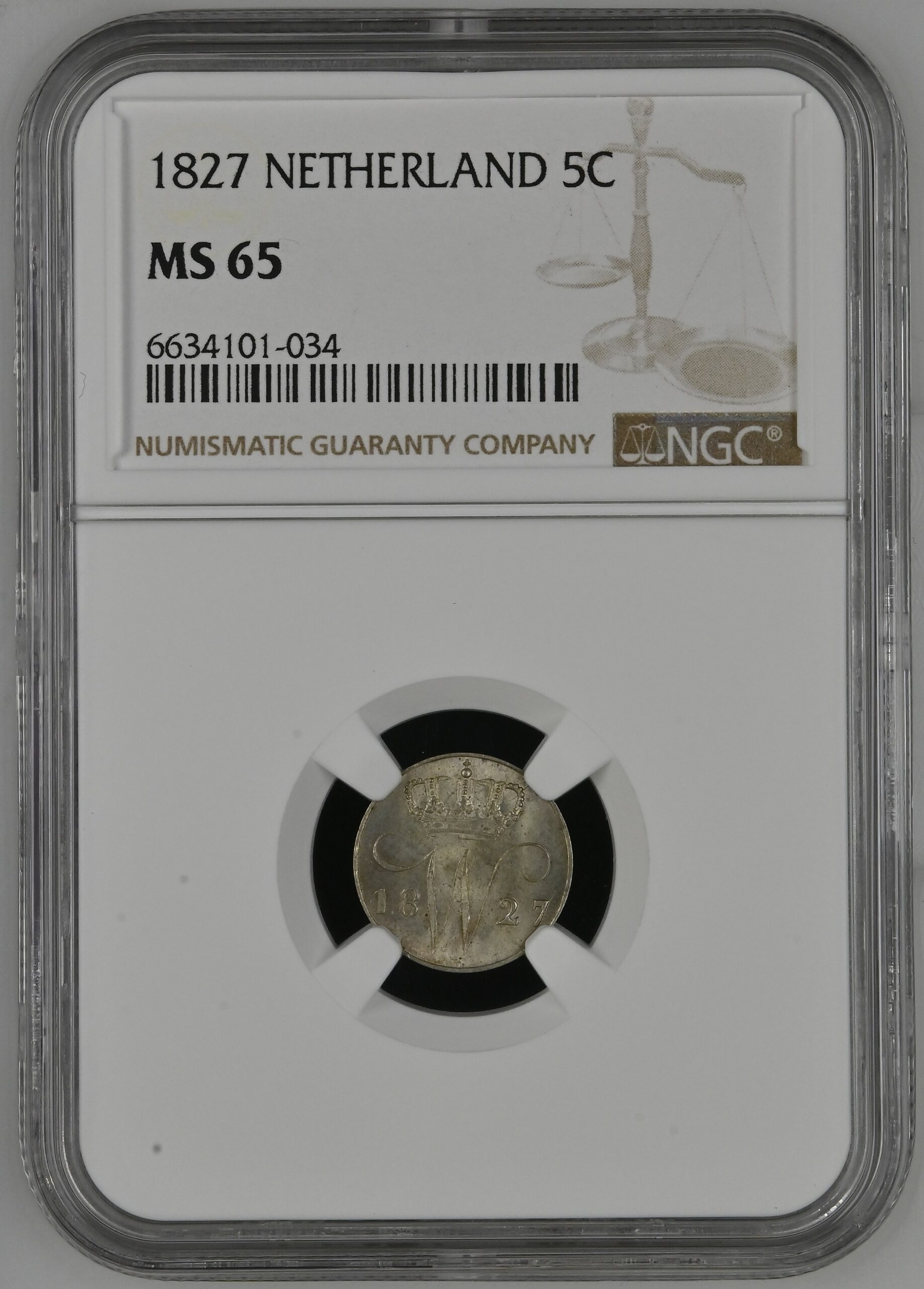 5 cent 1827 Utrecht NGC MS65 5 cent 1827 Utrecht NGC MS65
