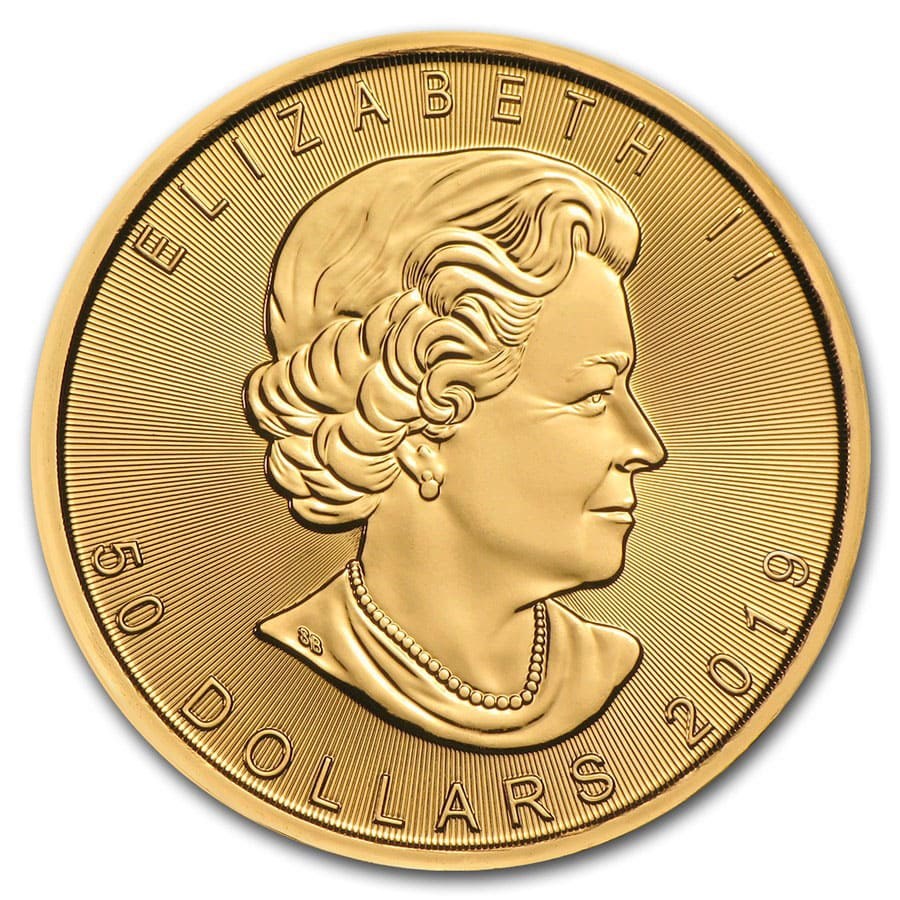 gouden maple leaf 1 oz 2019-front gouden maple leaf