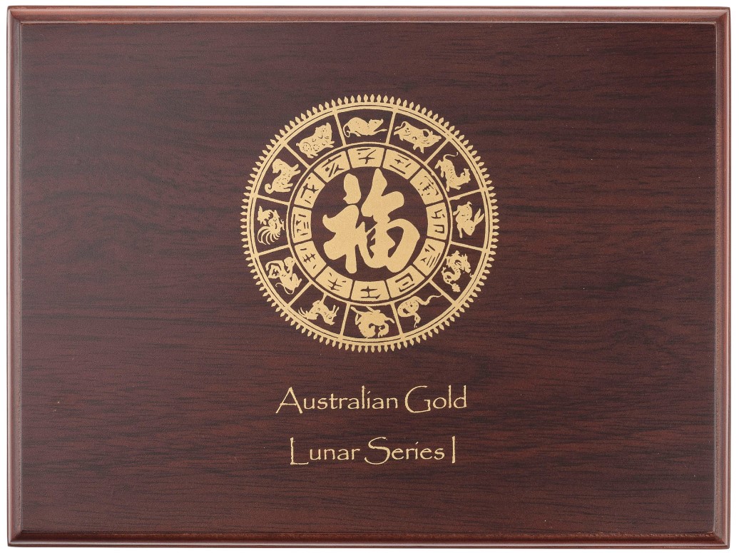 Verzameldoos Gouden L1 0.25oz recht 101munten Lunar I
