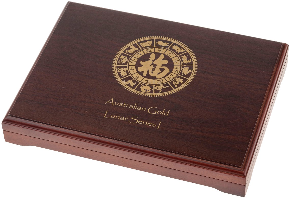 Verzameldoos Gouden L1 0.25oz schuin 101munten Lunar I