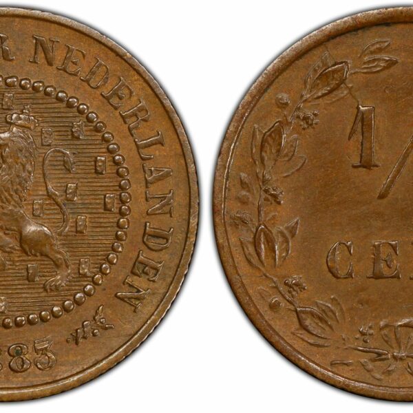1/2 cent cent 1883 Overslag MS62 BN PCGS