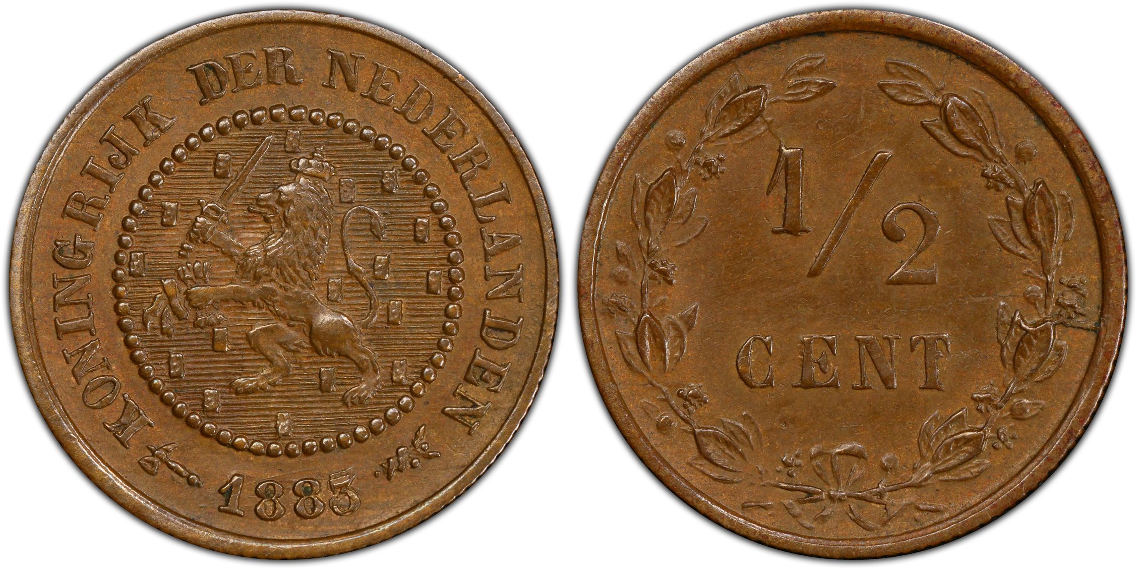 0.5 cent 1883 Overslag MS62 BN PCGS 1/2 cent cent 1883 Overslag MS62 BN PCGS