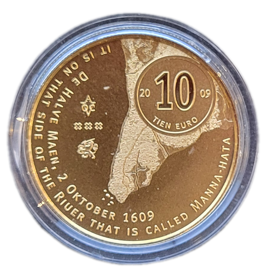 10 euro manhatten -front gouden 10 euro 2009